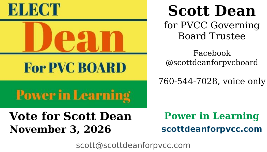 Front of Scott Dean's 2026 campaign palm card